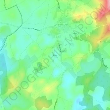 Carte topographique Inos, altitude, relief