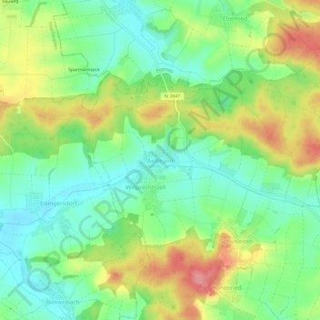 Carte topographique Axtbrunn, altitude, relief