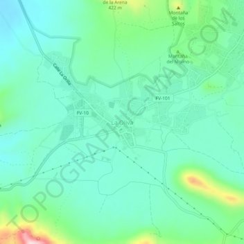 Carte topographique La Oliva, altitude, relief