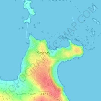 Carte topographique Grève du Kelenn, altitude, relief