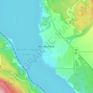 Carte topographique Windermere, altitude, relief