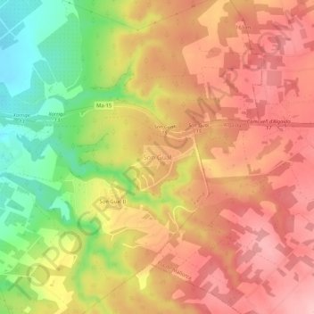 Carte topographique Son Gual, altitude, relief