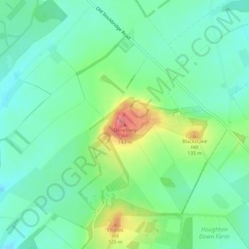 Carte topographique Danebury Hill, altitude, relief