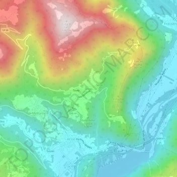 Carte topographique Rivai, altitude, relief