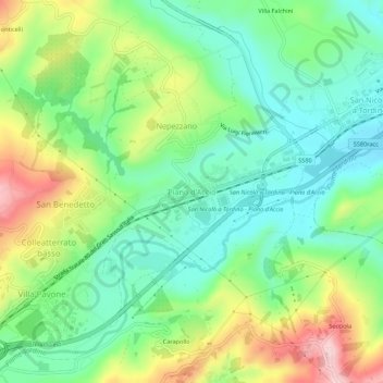 Carte topographique Piano d'Accio, altitude, relief