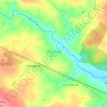 Carte topographique Sítio Santa Cruz, altitude, relief