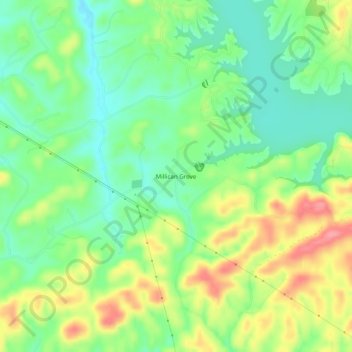 Carte topographique Millican Grove, altitude, relief