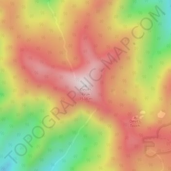 Carte topographique Devil's Peak, altitude, relief