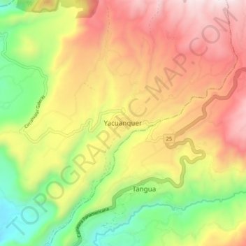 Carte topographique Yacuanquer, altitude, relief