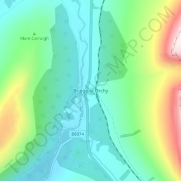 Carte topographique Bridge of Orchy, altitude, relief