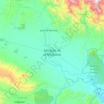 Carte topographique San Juan de la Maguana, altitude, relief