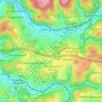 Carte topographique Ohmig, altitude, relief
