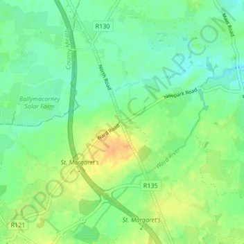 Carte topographique Ward Cross, altitude, relief