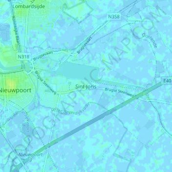 Carte topographique Sint-Joris, altitude, relief