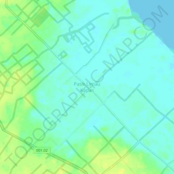 Carte topographique Pasir Limau Kapas, altitude, relief
