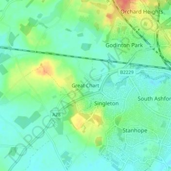 Carte topographique Great Chart, altitude, relief