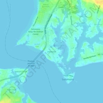 Carte topographique Johnstown, altitude, relief