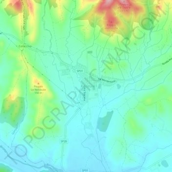 Carte topographique Ribolla, altitude, relief