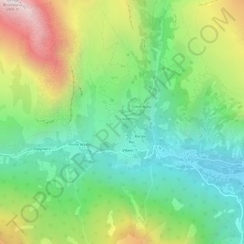 Carte topographique Oliva, altitude, relief