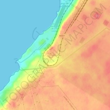 Carte topographique Chekhalba, altitude, relief