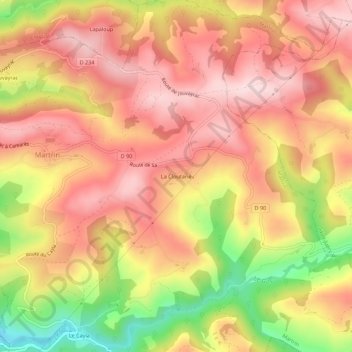 Carte topographique La Cloutarié, altitude, relief