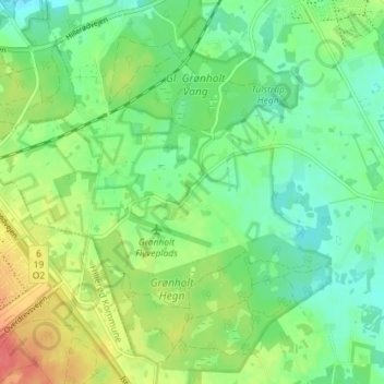Carte topographique Grønholt, altitude, relief