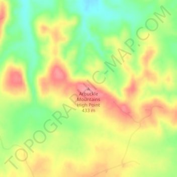Carte topographique Arbuckle Mountains High Point, altitude, relief