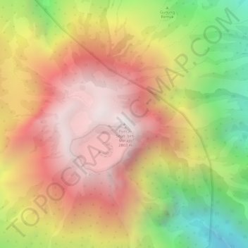 Carte topographique Gunung Merapi, altitude, relief