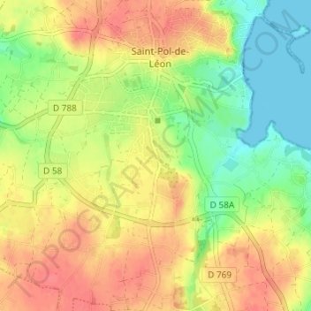 Carte topographique Lanvalou, altitude, relief