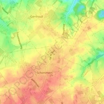 Carte topographique Op de Bies, altitude, relief