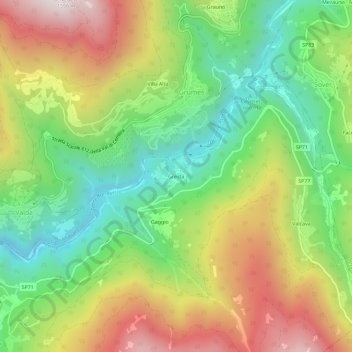 Carte topographique Gresta, altitude, relief