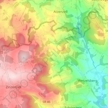 Carte topographique Wullendorf, altitude, relief