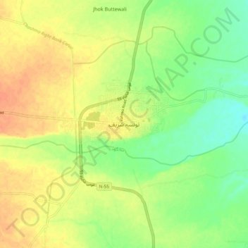Carte topographique Taunsa Sharif, altitude, relief