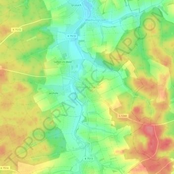 Carte topographique Hörenhausen, altitude, relief