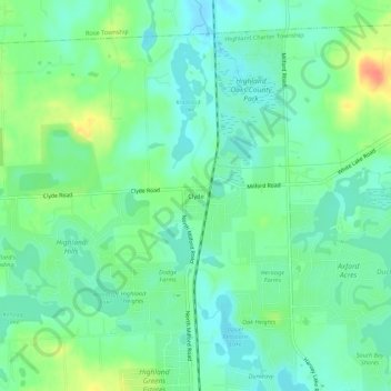 Carte topographique Clyde, altitude, relief