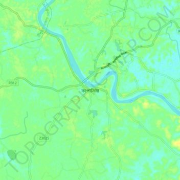 Carte topographique Kapashia, altitude, relief