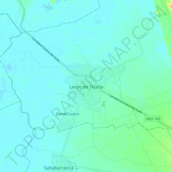 Carte topographique Lerdo de Tejada, altitude, relief