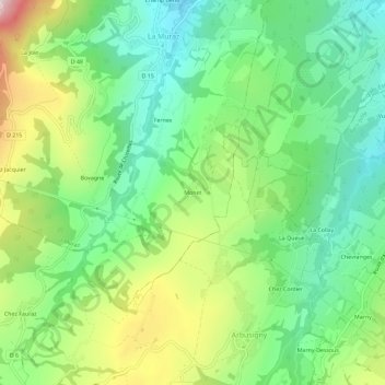 Carte topographique Monet, altitude, relief