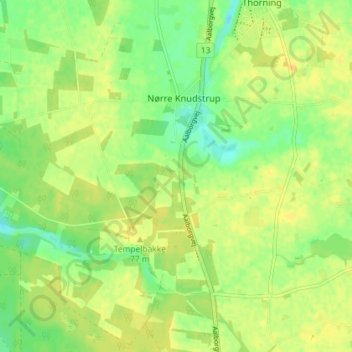 Carte topographique Sønder Knudstrup, altitude, relief