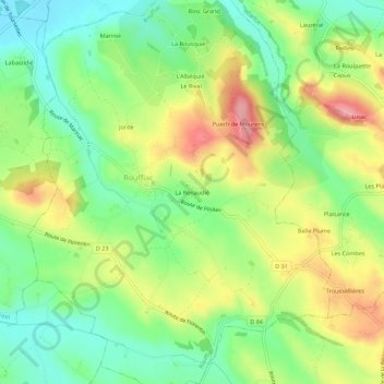 Carte topographique La Renaudié, altitude, relief