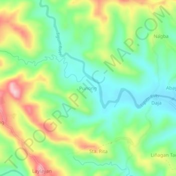 Carte topographique Punong, altitude, relief