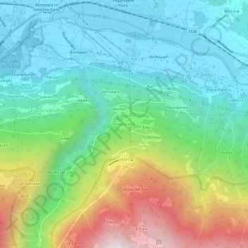 Carte topographique Piateda Alta, altitude, relief