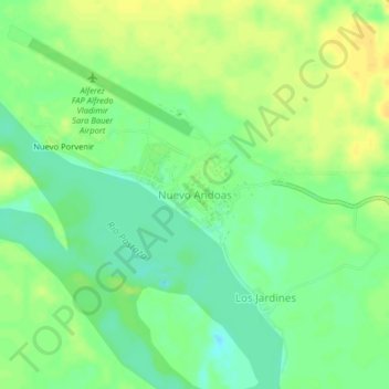 Carte topographique Nuevo Andoas, altitude, relief