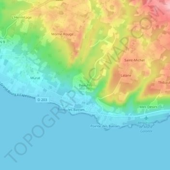 Carte topographique Beaufils, altitude, relief