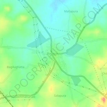 Carte topographique Banavara, altitude, relief