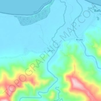Carte topographique Lis Lis, altitude, relief