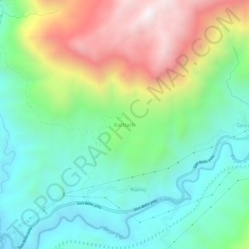 Carte topographique Karbastı, altitude, relief