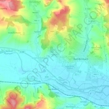 Carte topographique Aunham, altitude, relief