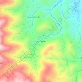 Carte topographique Alto Pitanga, altitude, relief