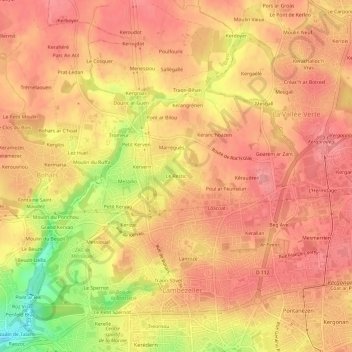 Carte topographique Le Restic, altitude, relief